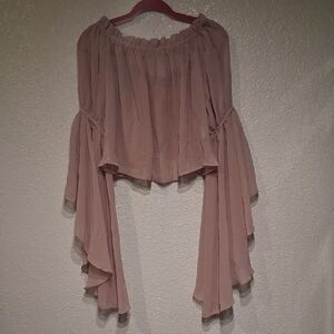 Live 4 Truth Dusty Rose Off-Shoulder Ruffle Bell-Sleeve Top